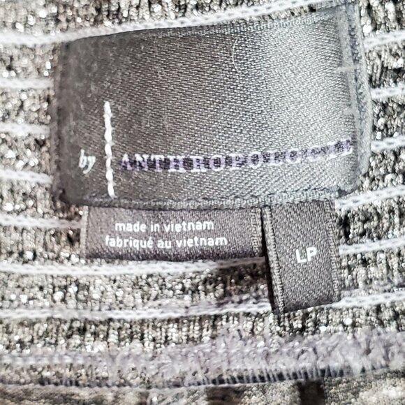 By Anthropologie L Petite Pants Metallic Silver Lightweight Knit Lounge Jogger - Picture 7 of 14